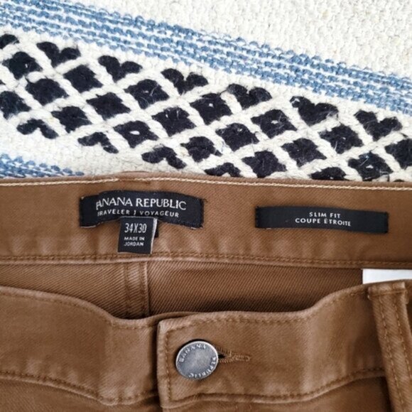 Banana Republic Traveler Slim Fit Twill Cotton Pants In Bronze Brown - Picture 6 of 14